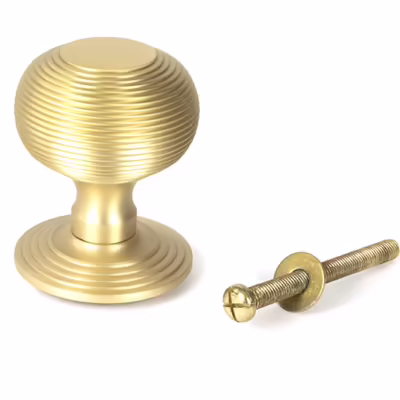 Satin Brass Beehive Centre Door Knob - Image 4