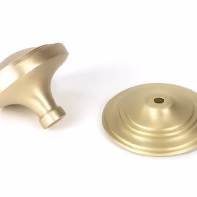 Satin Brass Art Deco Centre Door Knob - Image 5