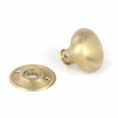 Satin Brass Mushroom Mortice/Rim Knob Set - Image 3