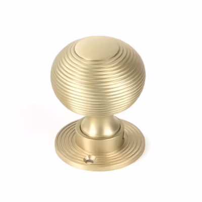 Satin Brass Heavy Beehive Mortice/Rim Knob Set - Image 3