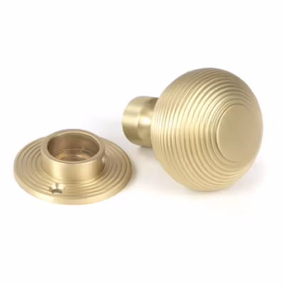 Satin Brass Heavy Beehive Mortice/Rim Knob Set - Image 4