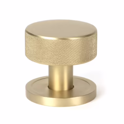 Satin Brass Brompton Mortice/Rim Knob Set (Plain) - Image 3