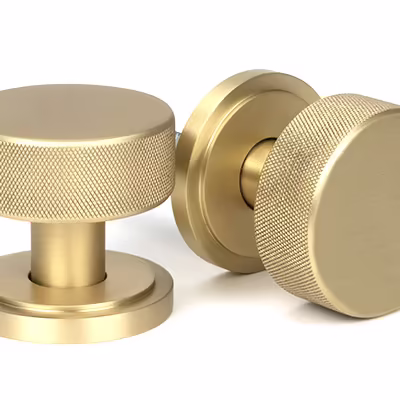 Satin Brass Brompton Mortice/Rim Knob Set (Art Deco)