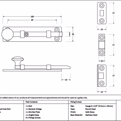 Satin Brass 4" Universal Bolt - Image 2