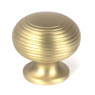 Satin Brass Beehive Cabinet Knob 40mm