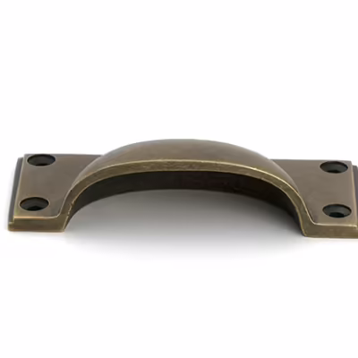 Burnished Brass Art Deco Drawer Pull - Image 3