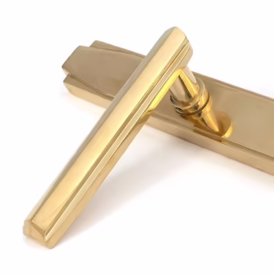 Polished Brass Art Deco Slimline Lever Espag. Lock Set - Image 7