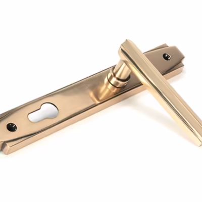 Polished Bronze Art Deco Slimline Lever Espag. Lock Set - Image 4