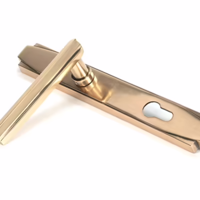 Polished Bronze Art Deco Slimline Lever Espag. Lock Set - Image 5