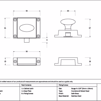 Satin Brass Cabinet Latch - Image 2