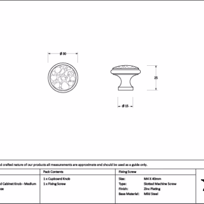 Aged Bronze Hammered Cabinet Knob - Medium - Image 2