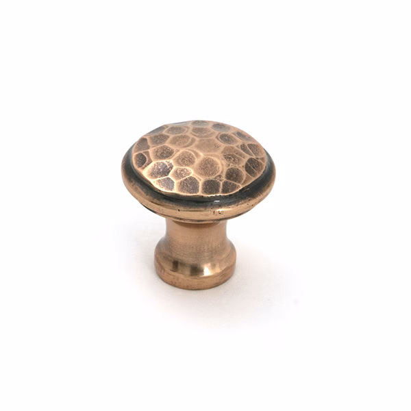 Polished Bronze Hammered Cabinet Knob - Small