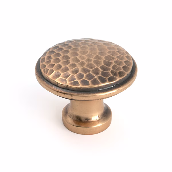 Polished Bronze Hammered Cabinet Knob - Large