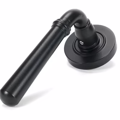Matt Black Newbury Lever on Rose Set (Plain) - Unsprung - Image 6