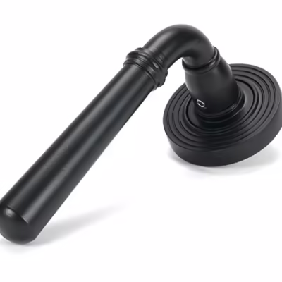 Matt Black Newbury Lever on Rose Set (Beehive) - Unsprung - Image 6