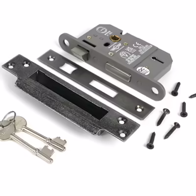 Pewter 2 1/2" 5 Lever BS Sash Lock - Image 3