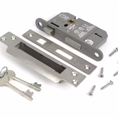 Satin Chrome 2 1/2" 5 Lever BS Sash Lock - Image 3