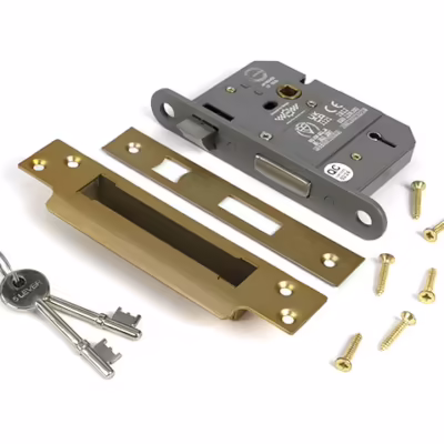 Satin Brass 3" 5 Lever BS Sash Lock - Image 3