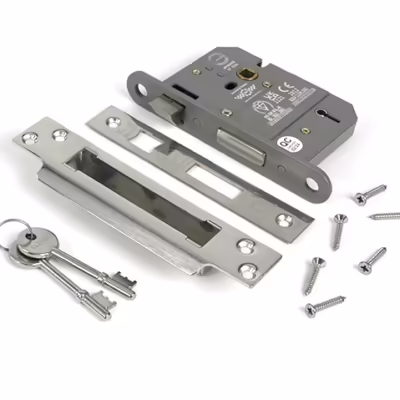 Polished SS 3" 5 Lever BS Sash Lock - Image 3