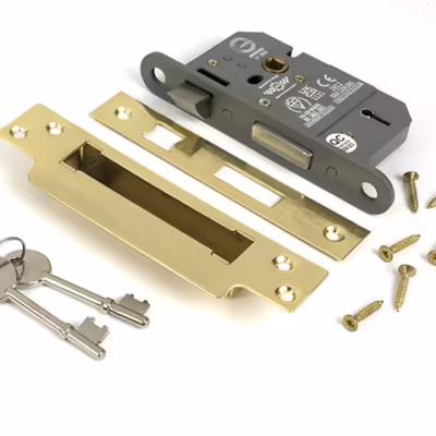 Polished Brass 2 1/2" 5 Lever BS Sash Lock KA - Image 3