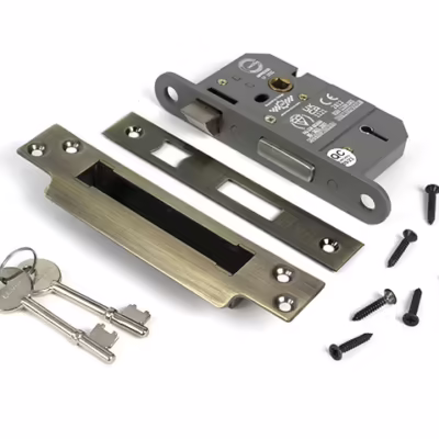Aged Brass 2 1/2" 5 Lever BS Sash Lock KA - Image 3