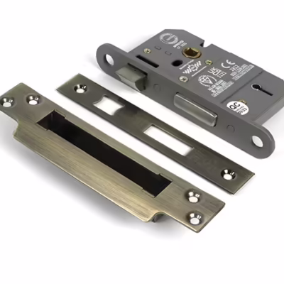 Aged Brass 2 1/2" 5 Lever BS Sash Lock KA