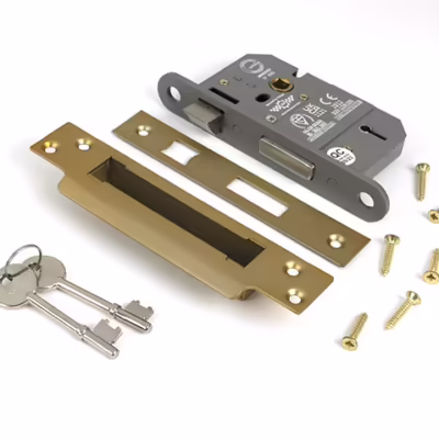 Satin Brass 2 1/2" 5 Lever BS Sash Lock KA - Image 3