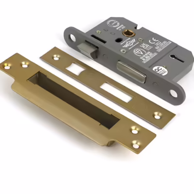 Satin Brass 2 1/2" 5 Lever BS Sash Lock KA