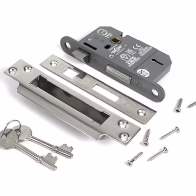 Polished Chrome 2 1/2" 5 Lever BS Sash Lock KA - Image 3