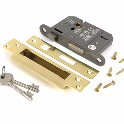 Polished Brass 3" 5 Lever BS Sash Lock KA - Image 3