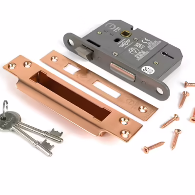 Polished Bronze 3" 5 Lever BS Sash Lock KA - Image 3