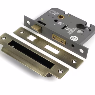 Aged Brass 2 1/2" Euro Profile Sash Lock