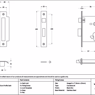 Pewter 3" Euro Profile Sash Lock - Image 2