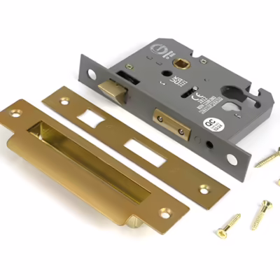 Satin Brass 3" Euro Profile Sash Lock - Image 3