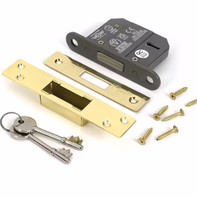 Polished Brass 2 1/2" 5 Lever BS Dead Lock - Image 3