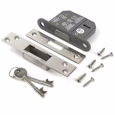 Polished Chrome 2 1/2" 5 Lever BS Dead Lock - Image 3