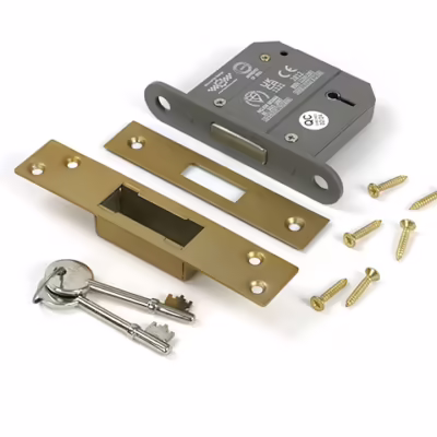 Satin Brass 3" 5 Lever BS Dead Lock - Image 3