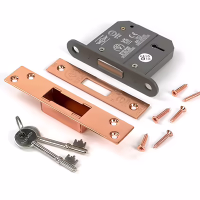 Polished Bronze 3" 5 Lever BS Dead Lock - Image 3