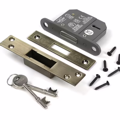 Aged Brass 2 1/2" 5 Lever BS Dead Lock KA - Image 3