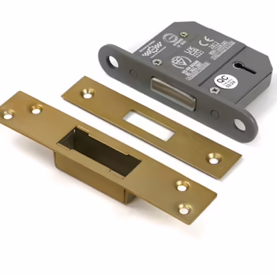 Satin Brass 2 1/2" 5 Lever BS Dead Lock KA