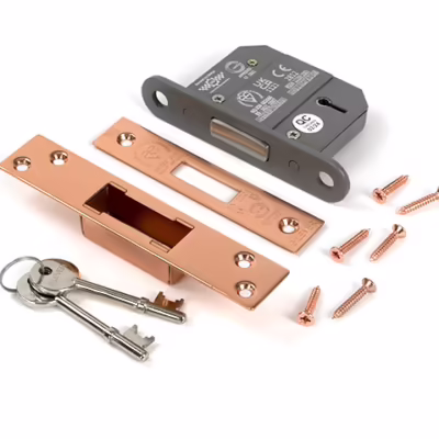 Polished Bronze 2 1/2" 5 Lever BS Dead Lock KA - Image 3