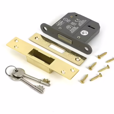 Polished Brass 3" 5 Lever BS Dead Lock KA - Image 3