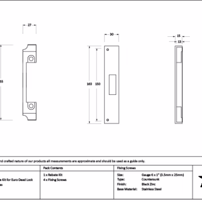 Aged Brass 1/2" Rebate Kit for Euro Dead Lock - Image 2