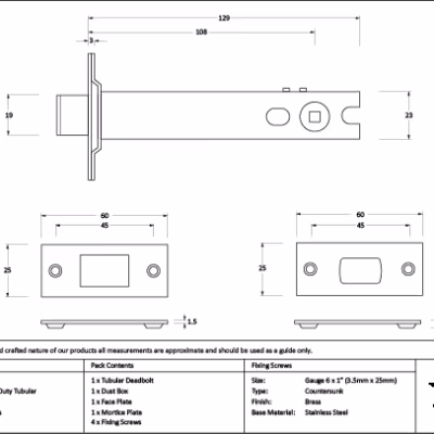 Satin Brass 5" Heavy Duty Tubular Deadbolt - Image 2