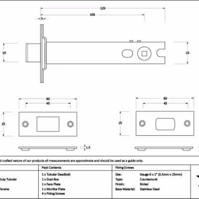 Polished Chrome 5" Heavy Duty Tubular Deadbolt - Image 2