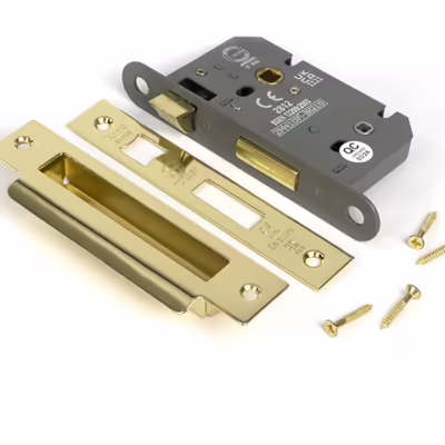 Polished Brass 2 1/2" Heavy Duty Bathroom Mortice Lock - Image 3