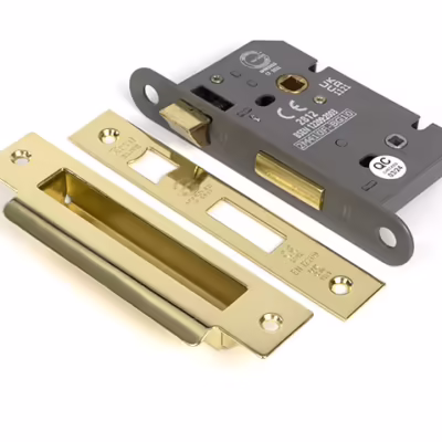 Polished Brass 2 1/2" Heavy Duty Bathroom Mortice Lock