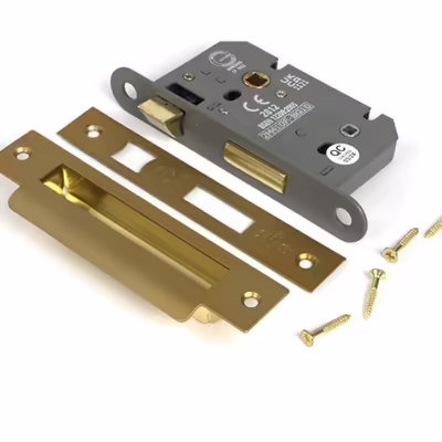 Satin Brass 2 1/2" Heavy Duty Bathroom Mortice Lock - Image 3