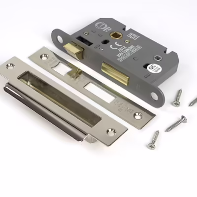 Polished Nickel 2 1/2" Heavy Duty Bathroom Mortice Lock - Image 3