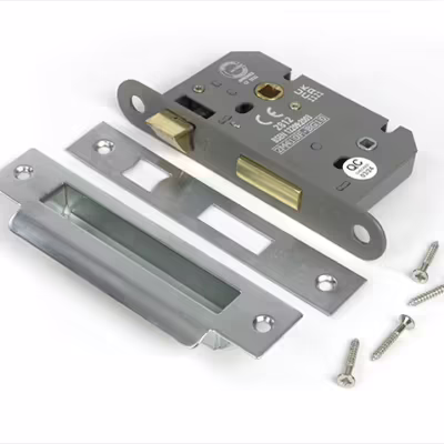 Satin Chrome 2 1/2" Heavy Duty Bathroom Mortice Lock - Image 3